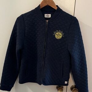 Marine Layer Quilted Jacket with Yellow Embroidery
